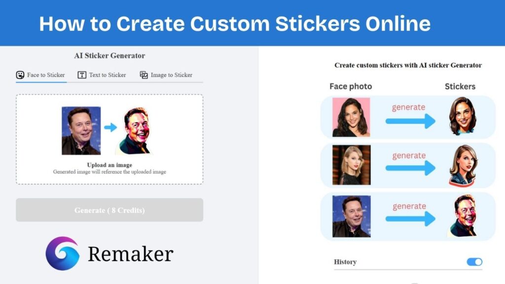 Remaker AI Sticker Generator - Create custom stickers online for free using AI-powered tools.