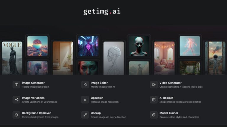 GetMig AI platform interface showcasing AI tools for writing, image generation, and productivity.