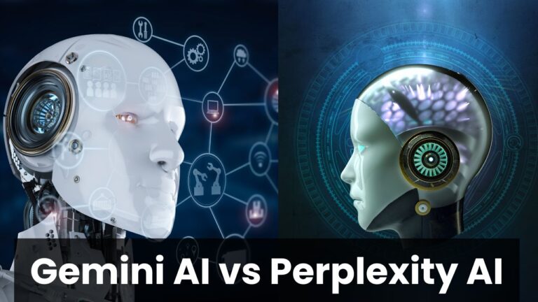 Visual comparison between Gemini and Perplexity AI tools showing key features and use cases